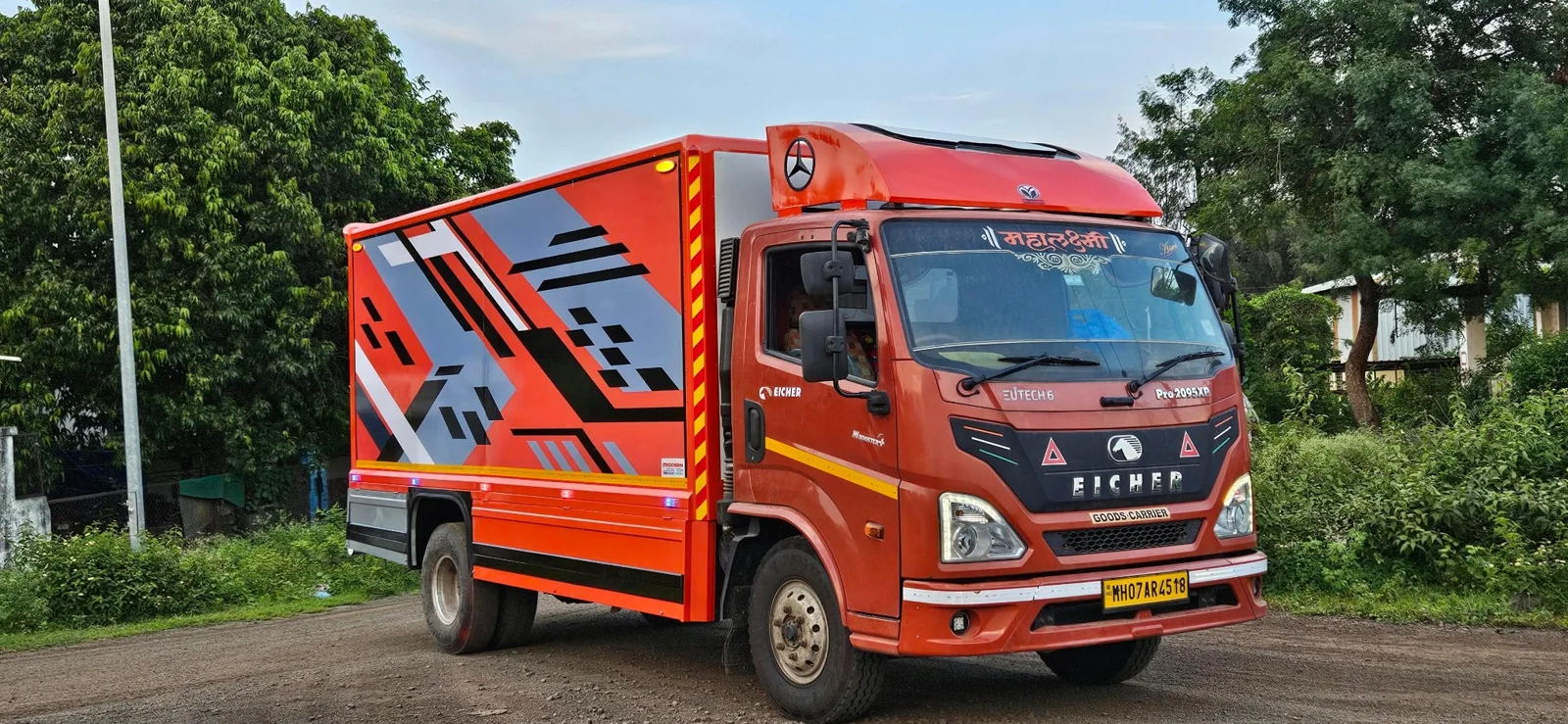 Red specialised fish transport van