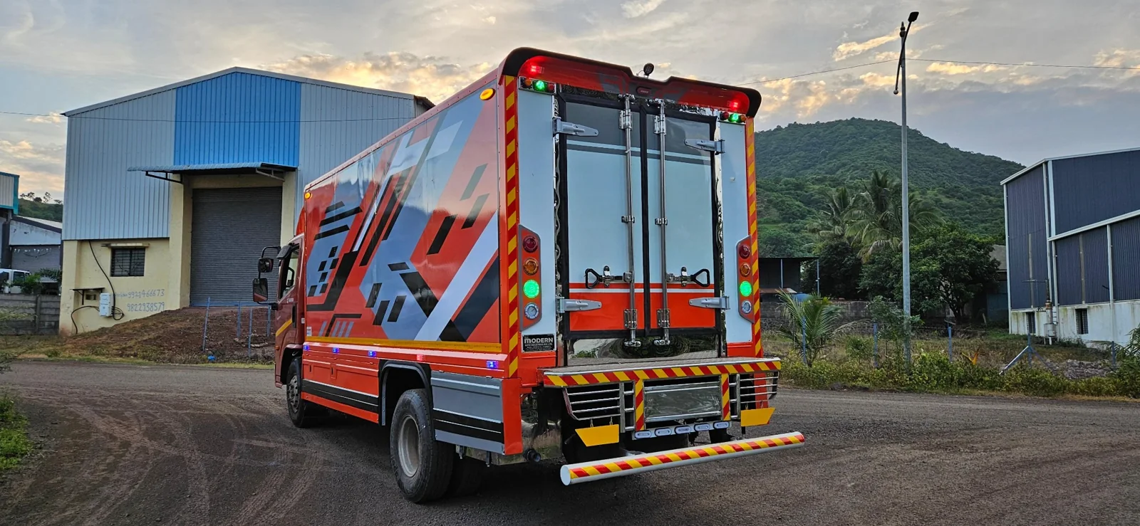 Rear view showing doors and finishing details on a specialised cargo body